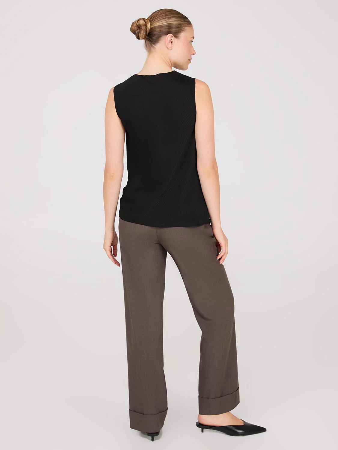 Sleeveless Textured Cowl Neck Top