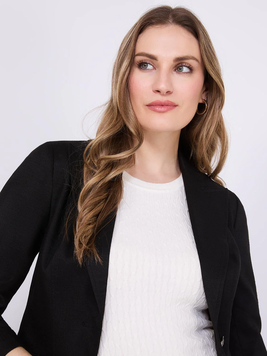 One-Button Ruched Sleeve Blazer