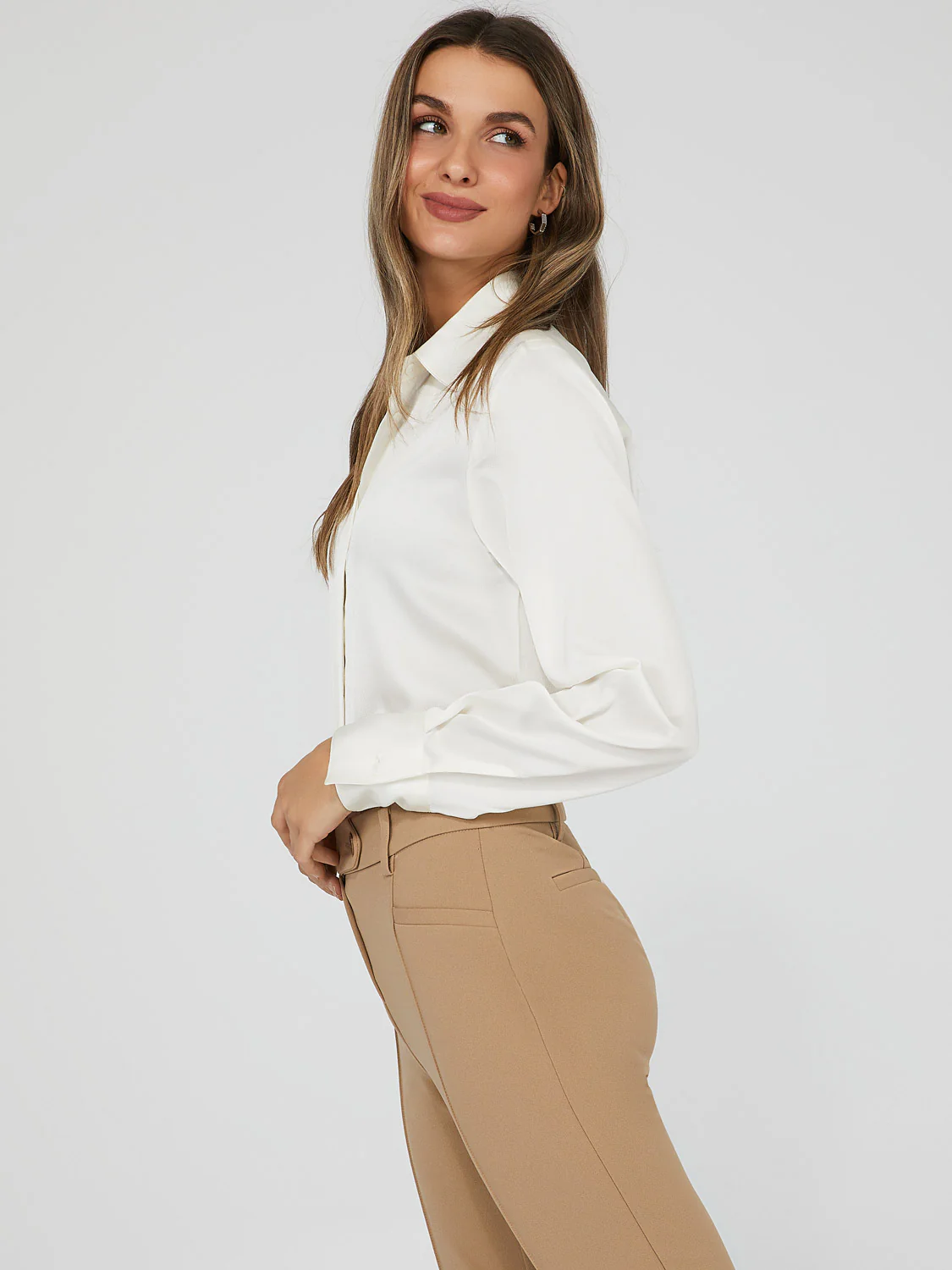 Satin Button Down Blouse