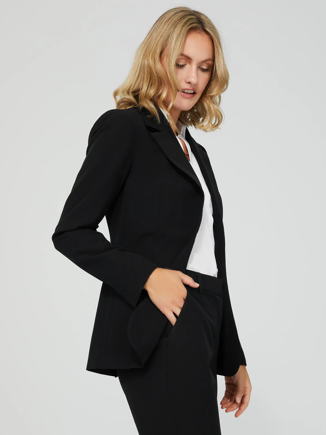One-Button Long Sleeve Blazer With Pockets