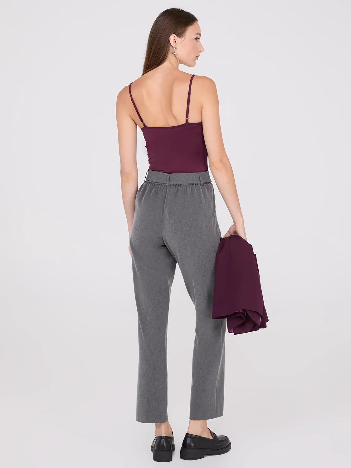 Mid-Rise Pleated Ankle Length Pants