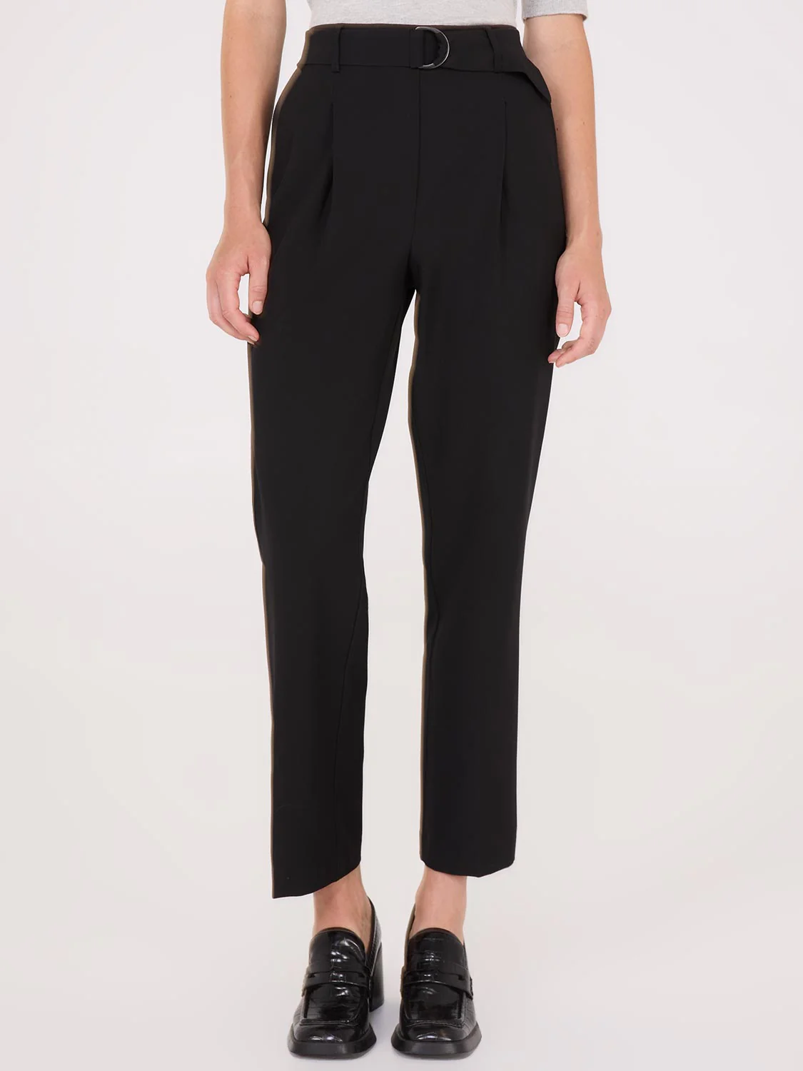 Mid-Rise Pleated Ankle Length Pants