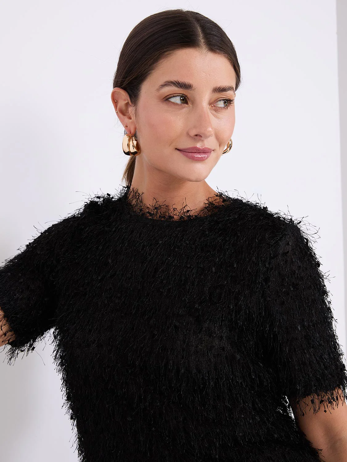 Shaggy Short Sleeve Waisted Top