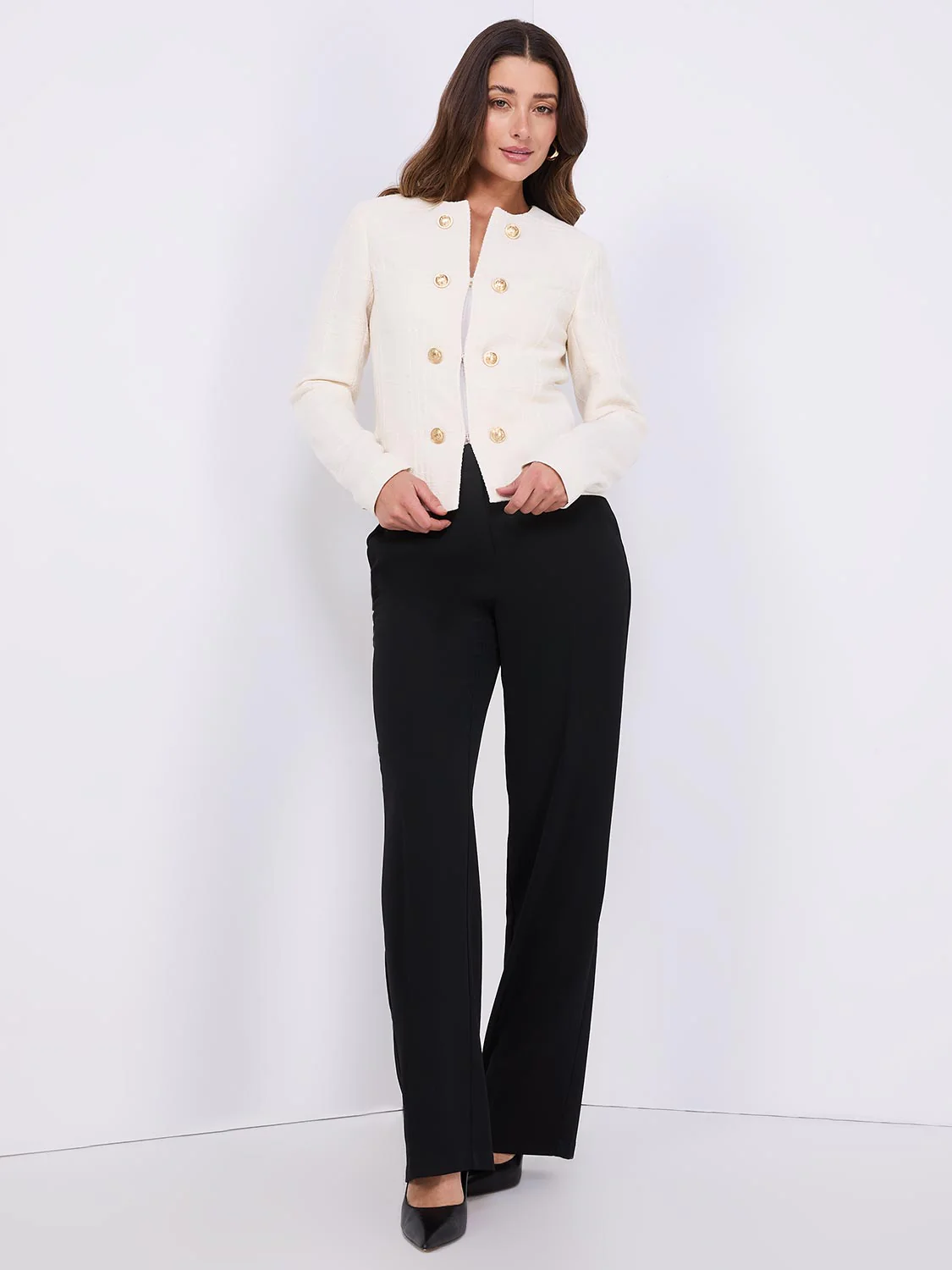 Wide Leg Pull-On Trousers
