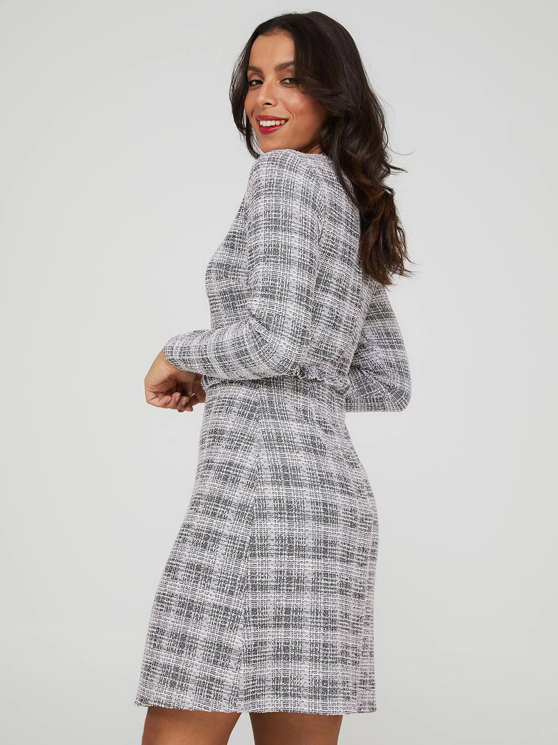 Metallic Boucle Fit & Flare Mini Dress