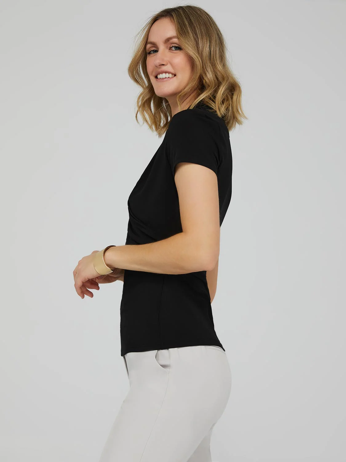 Short Sleeve Crossover Front Top