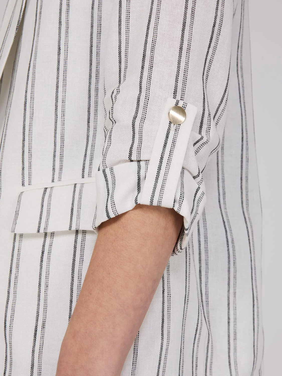 Striped 3/4 Sleeve Linen Blazer