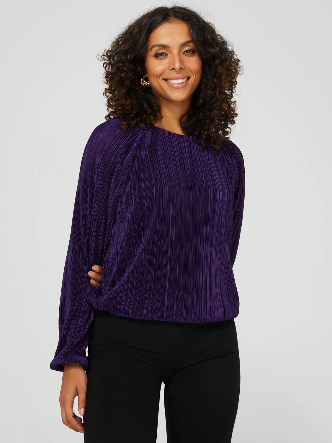 Long Sleeve Plisse Top