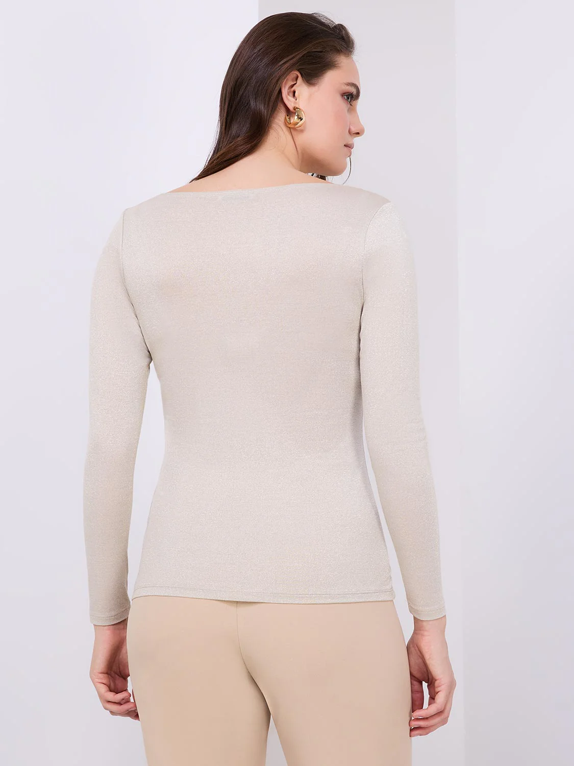 Glitter Jersey Boat Neck Top