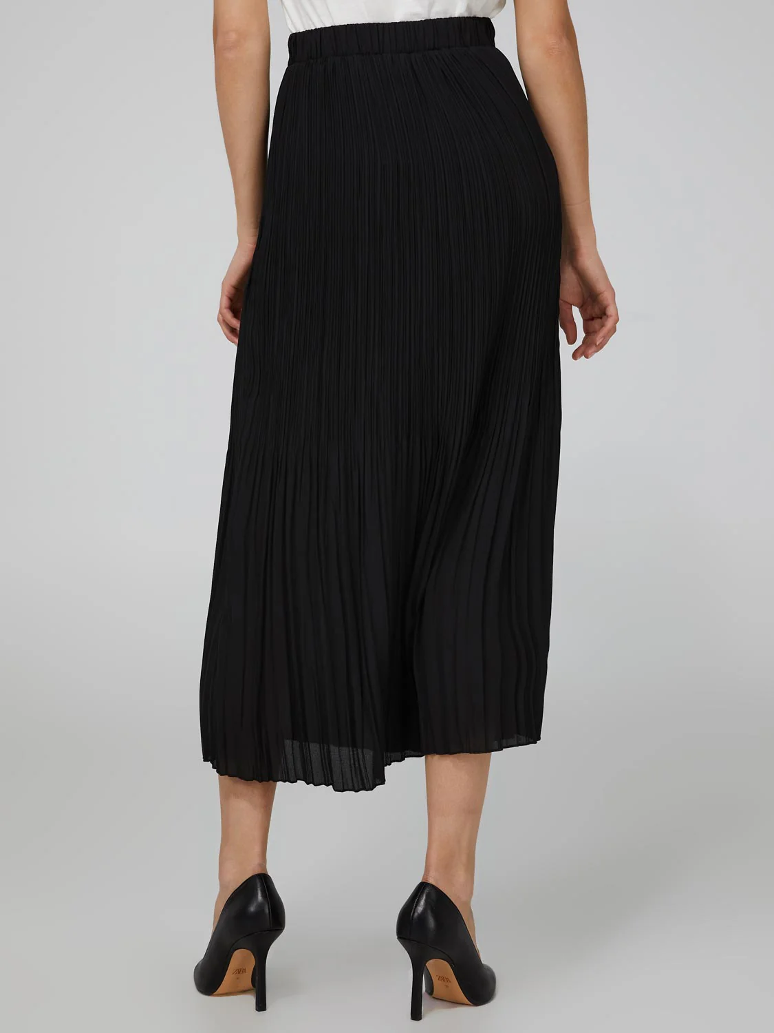 Pleated Chiffon Button-Front Skirt With Belt