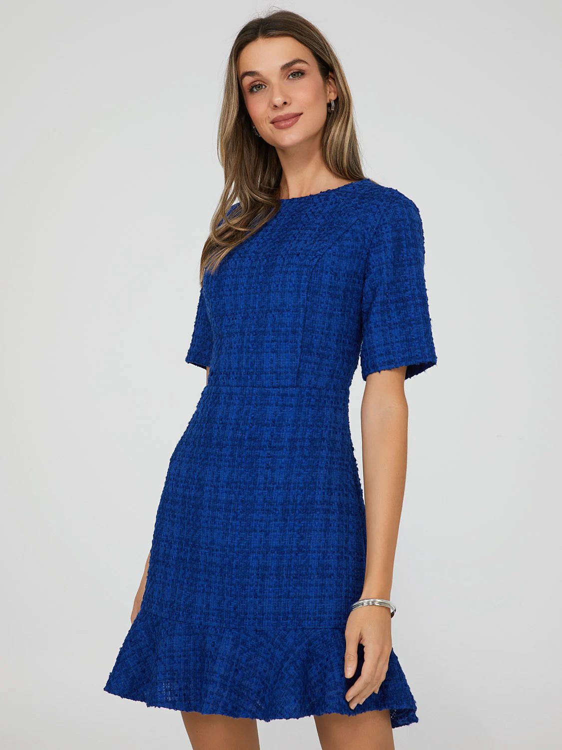 Ruffle Boucle Mini Dress