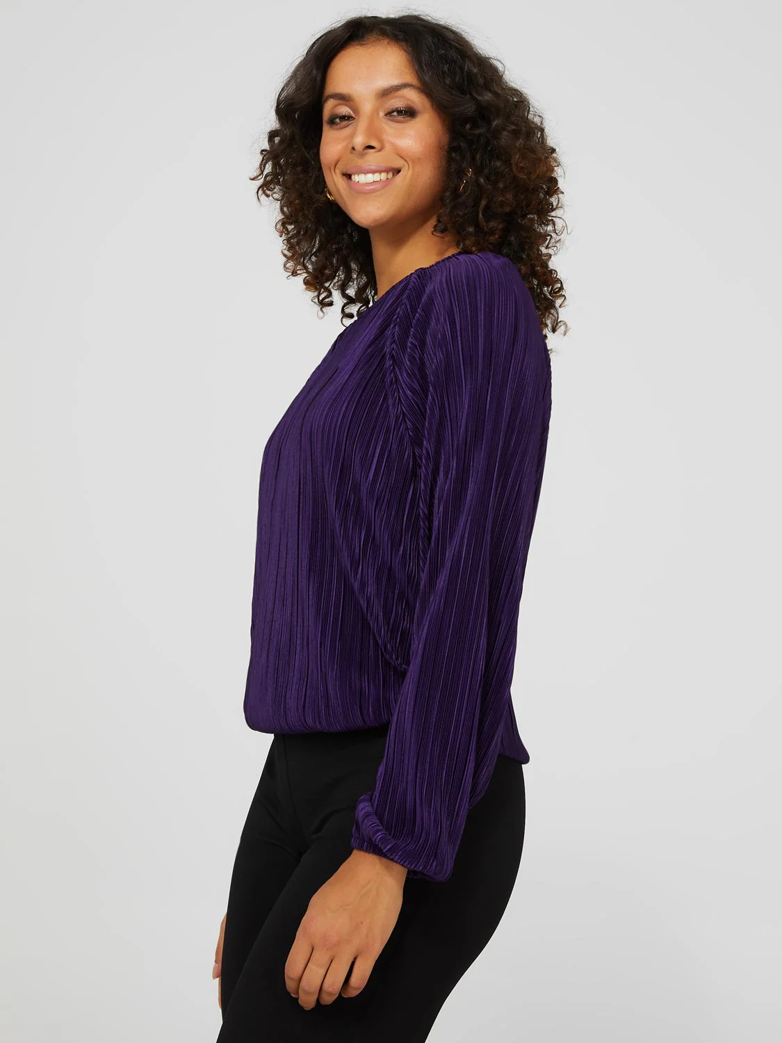 Long Sleeve Plisse Top