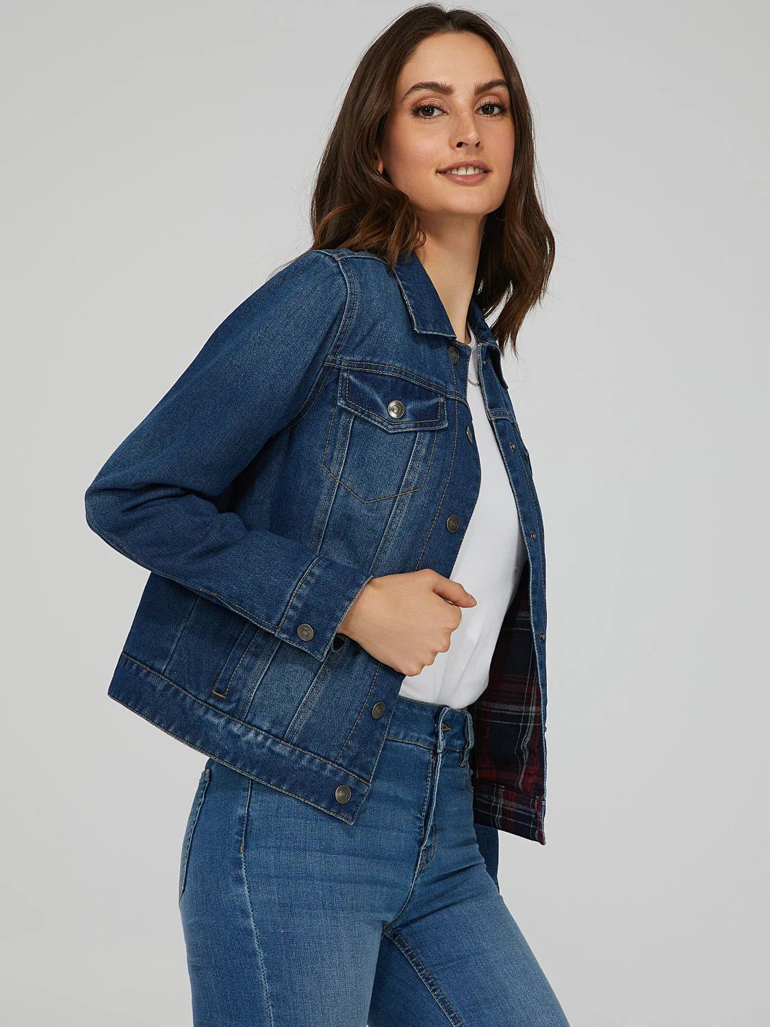 Reversible Plaid Denim Jacket