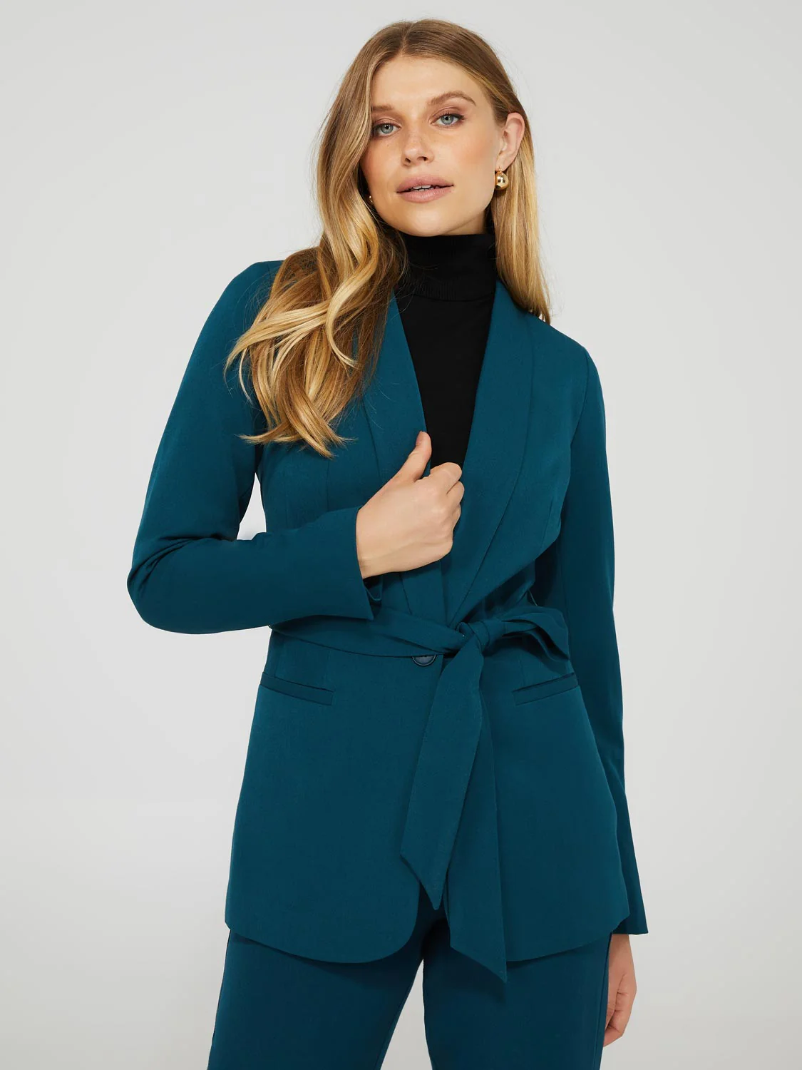 One Button Shawl Collar Blazer