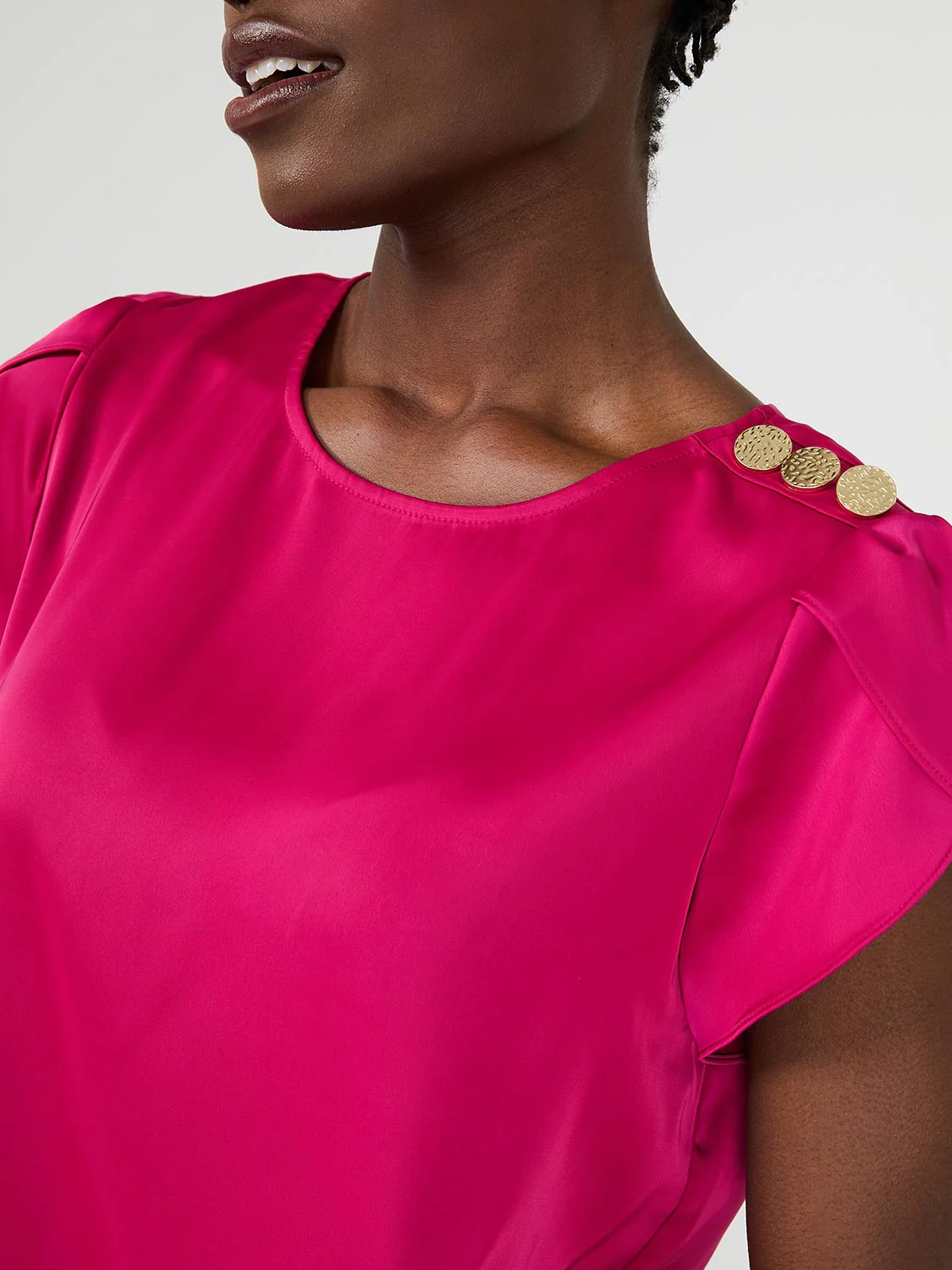 Satin Tulip Sleeve Blouse