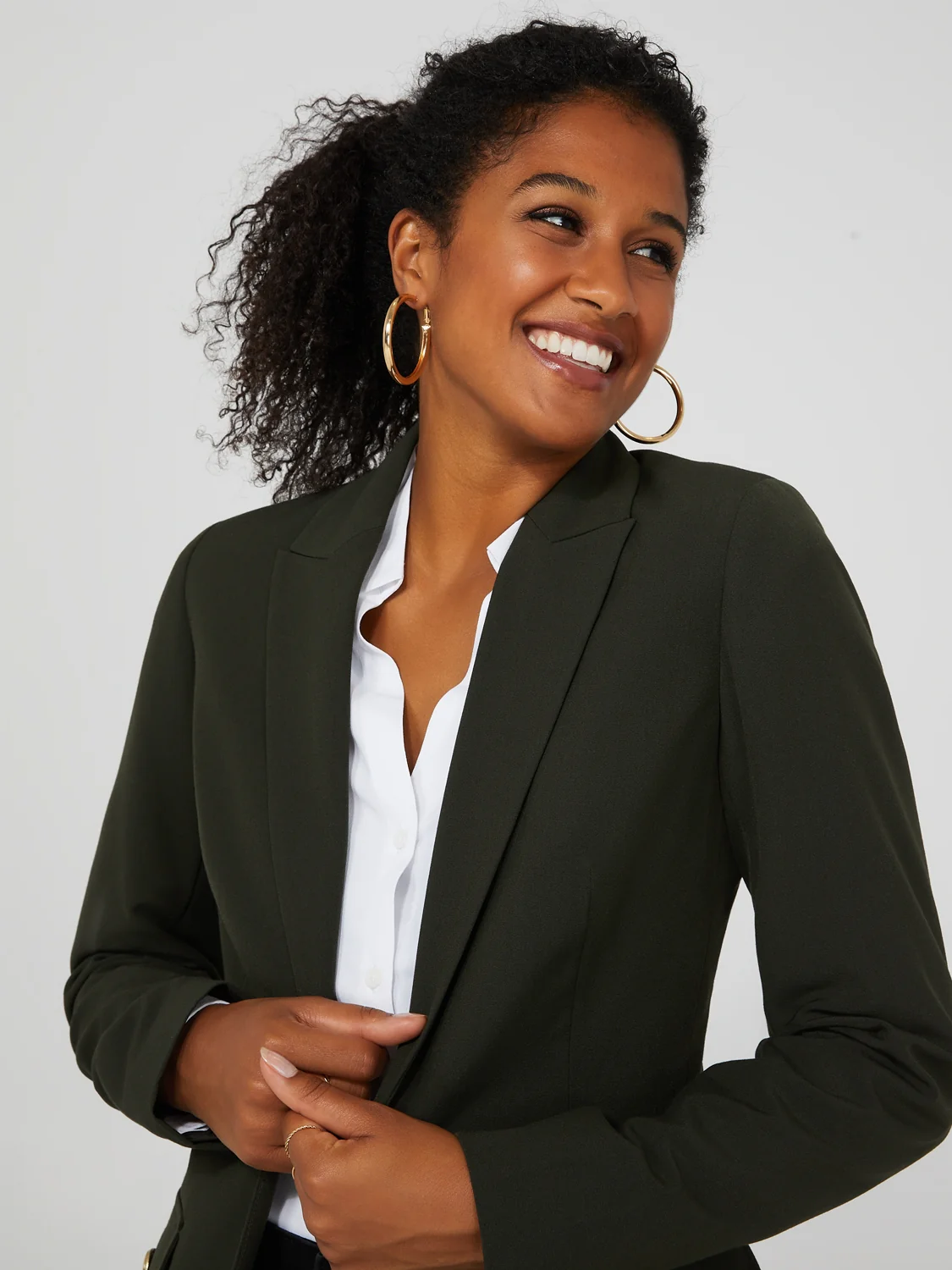 One-Button Blazer With Cargo Pockets