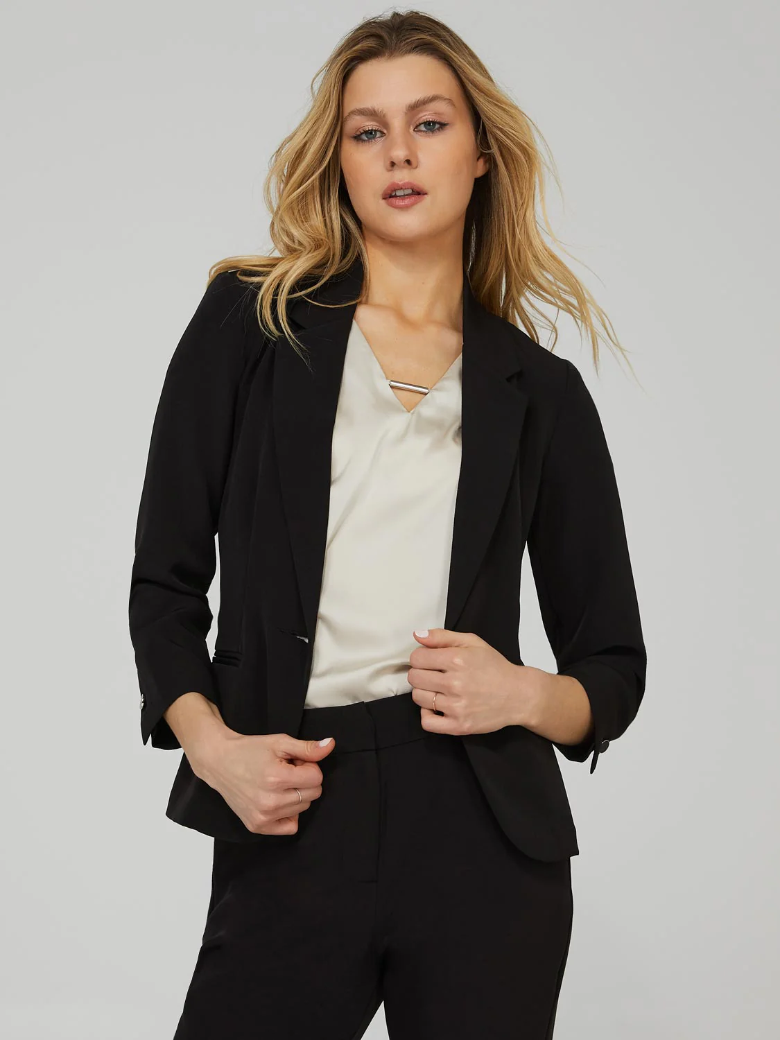 One-Button 3/4 Sleeve Blazer