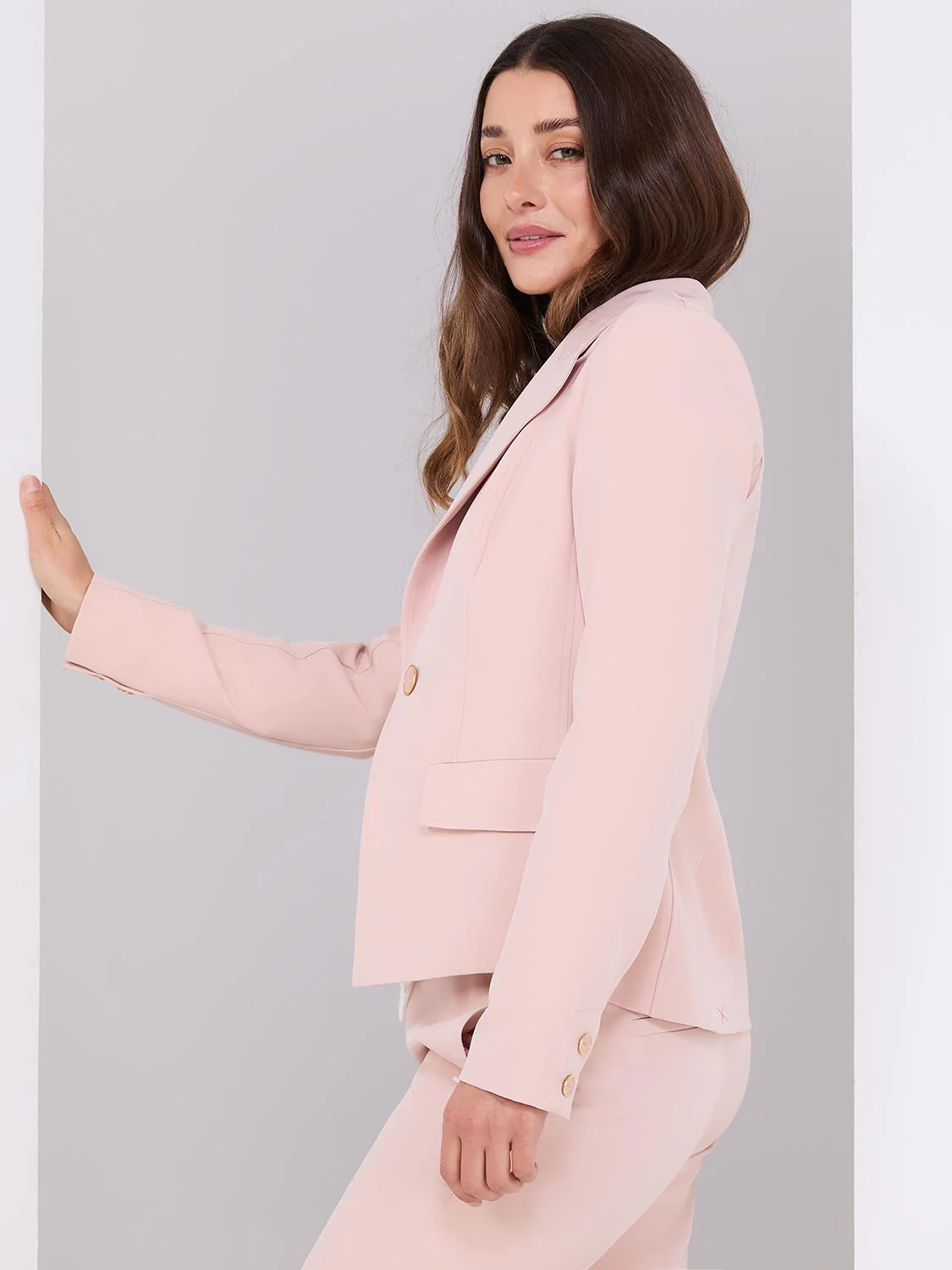 One-Button Blazer With Flap Pockets
