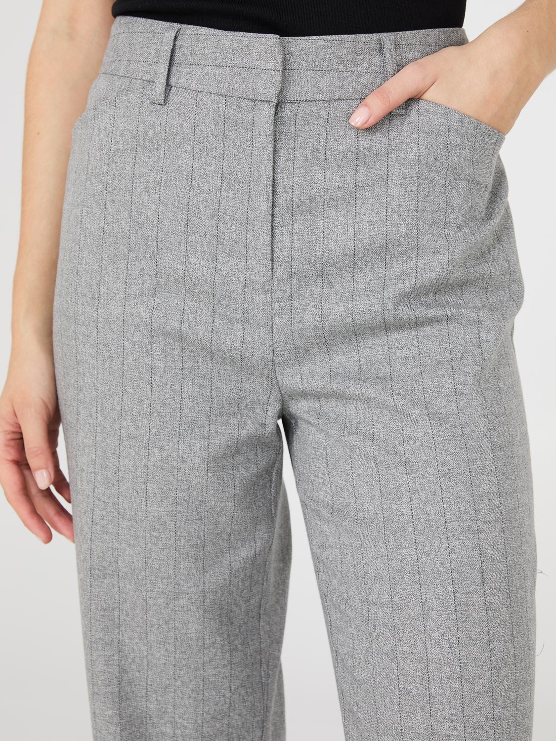 Pinstripe Straight Leg Long Length Pants