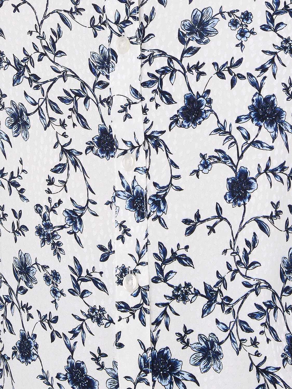 Textured Floral Print Button-Front Blouse