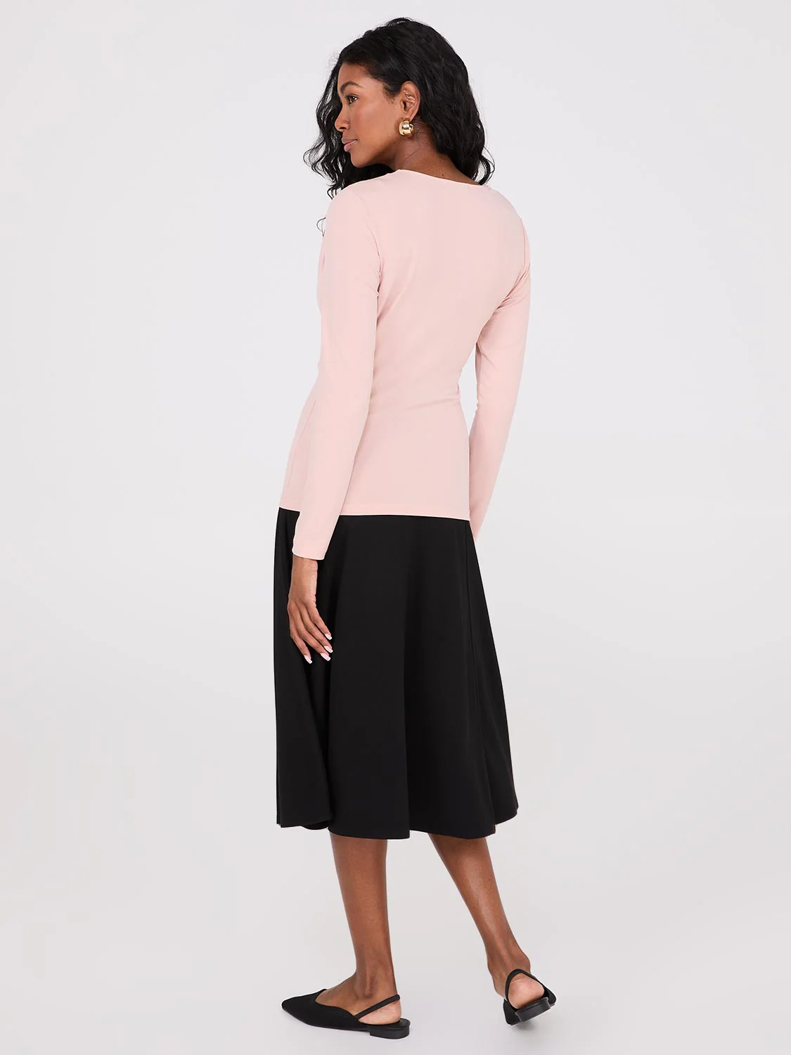 Ruched Drape Neck Top