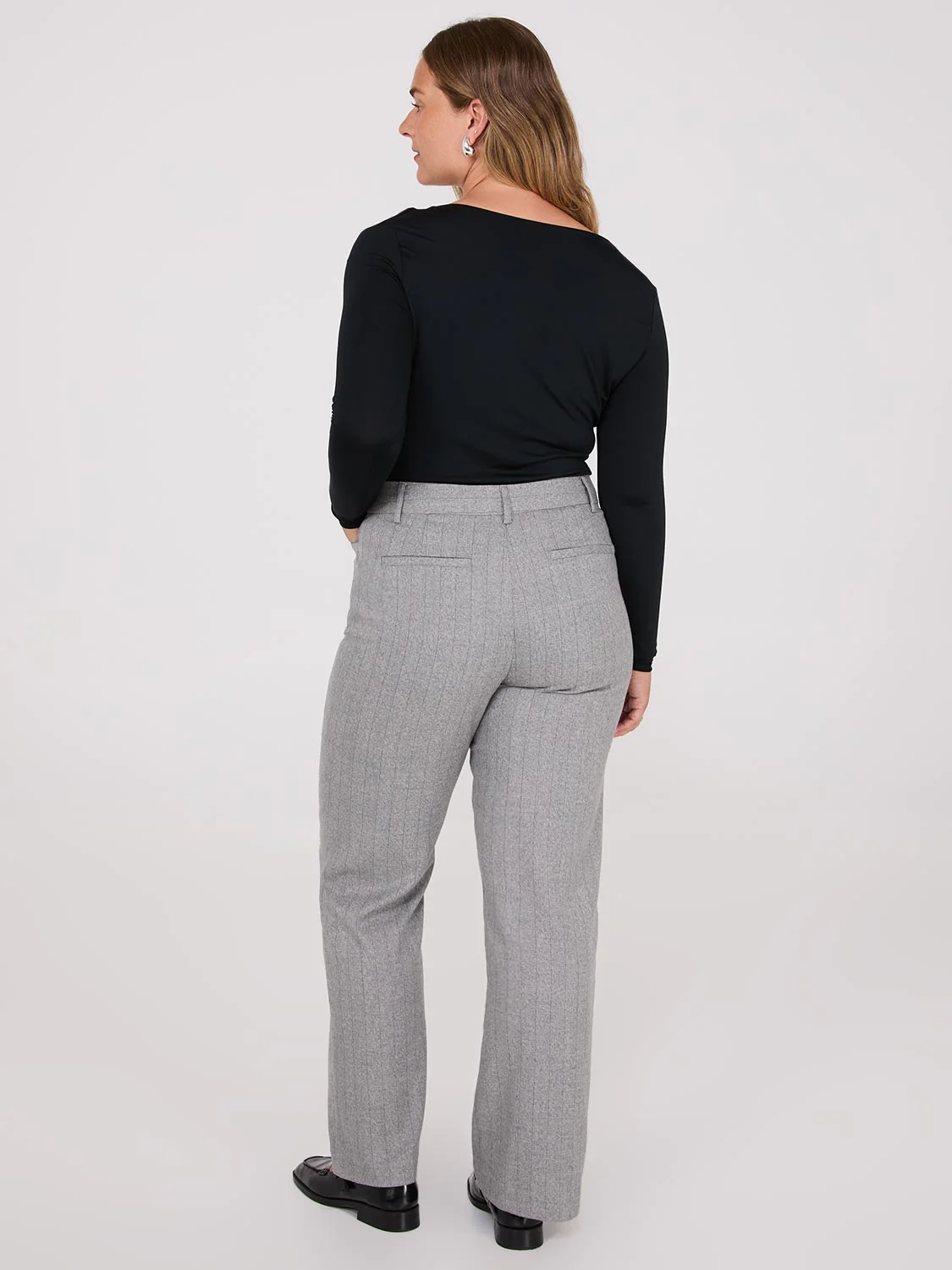 Pinstripe Straight Leg Long Length Pants