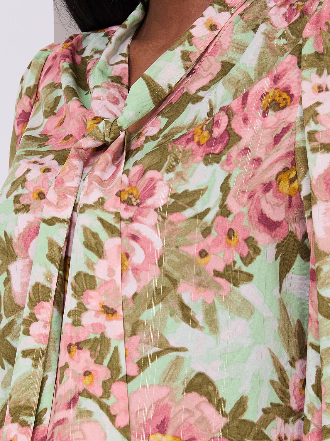 Printed Popover Bow Blouse