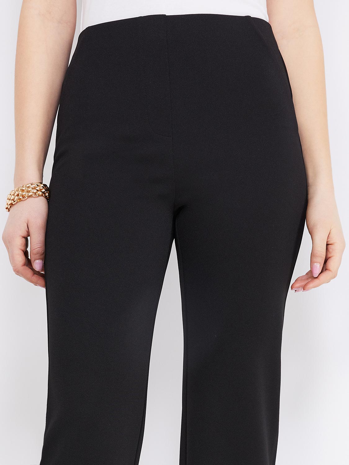 Textured Straight Leg Pull-On Pants