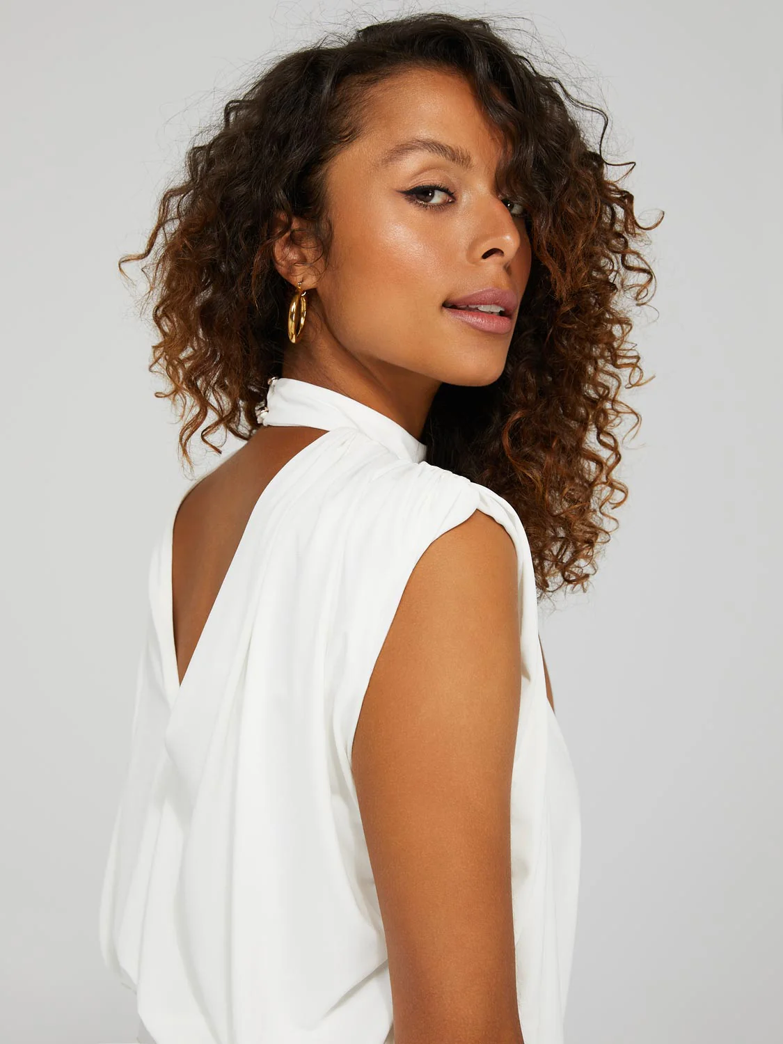 Mock Neck Open Back Bodysuit