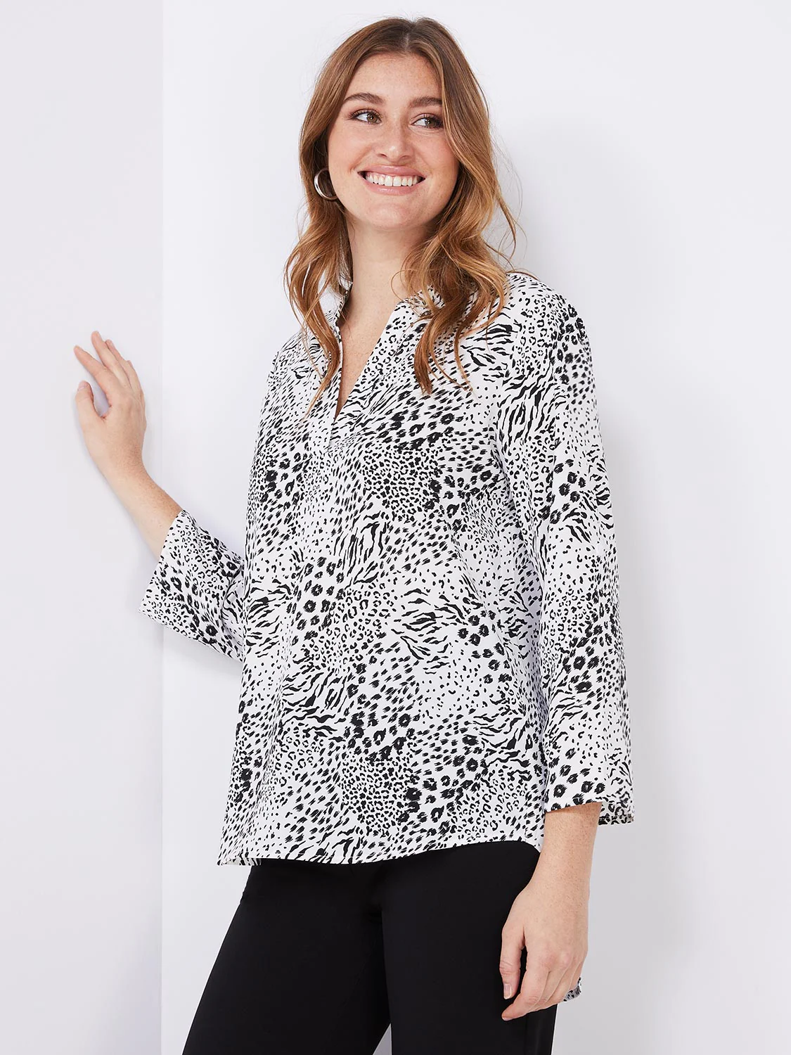 Printed Split Neck Blouse