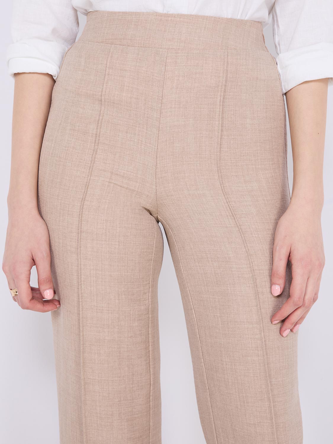 Wide-Leg Pintuck Front Pants
