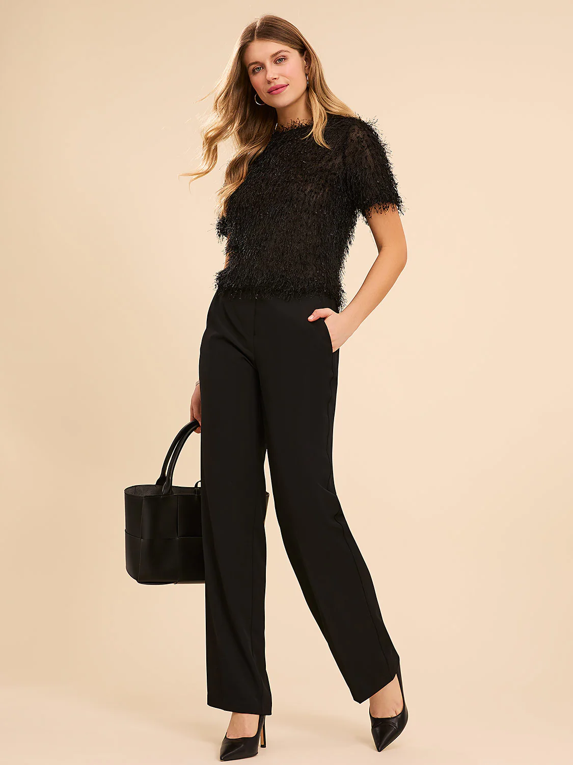 Shaggy Short Sleeve Waisted Top