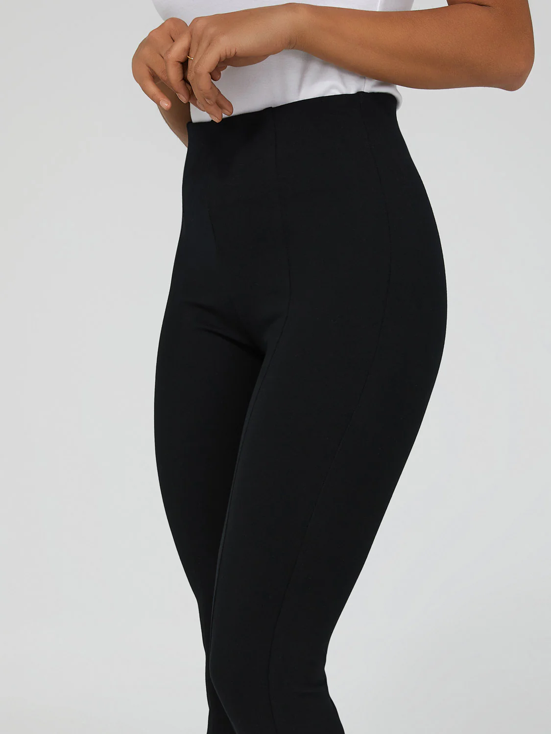 Zipper Detail High-Waisted Pull-On Pants