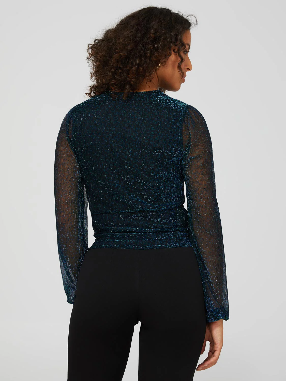 Long Balloon Sleeve Animal Print Top