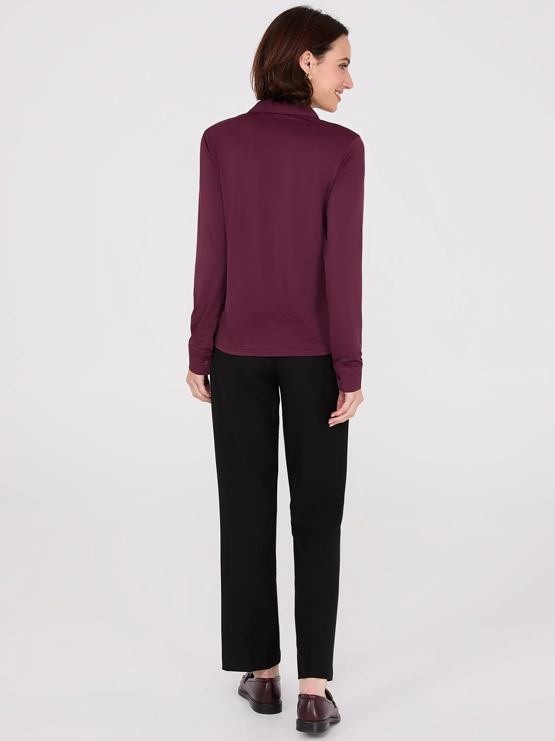 Knit Classic Button-Front Blouse