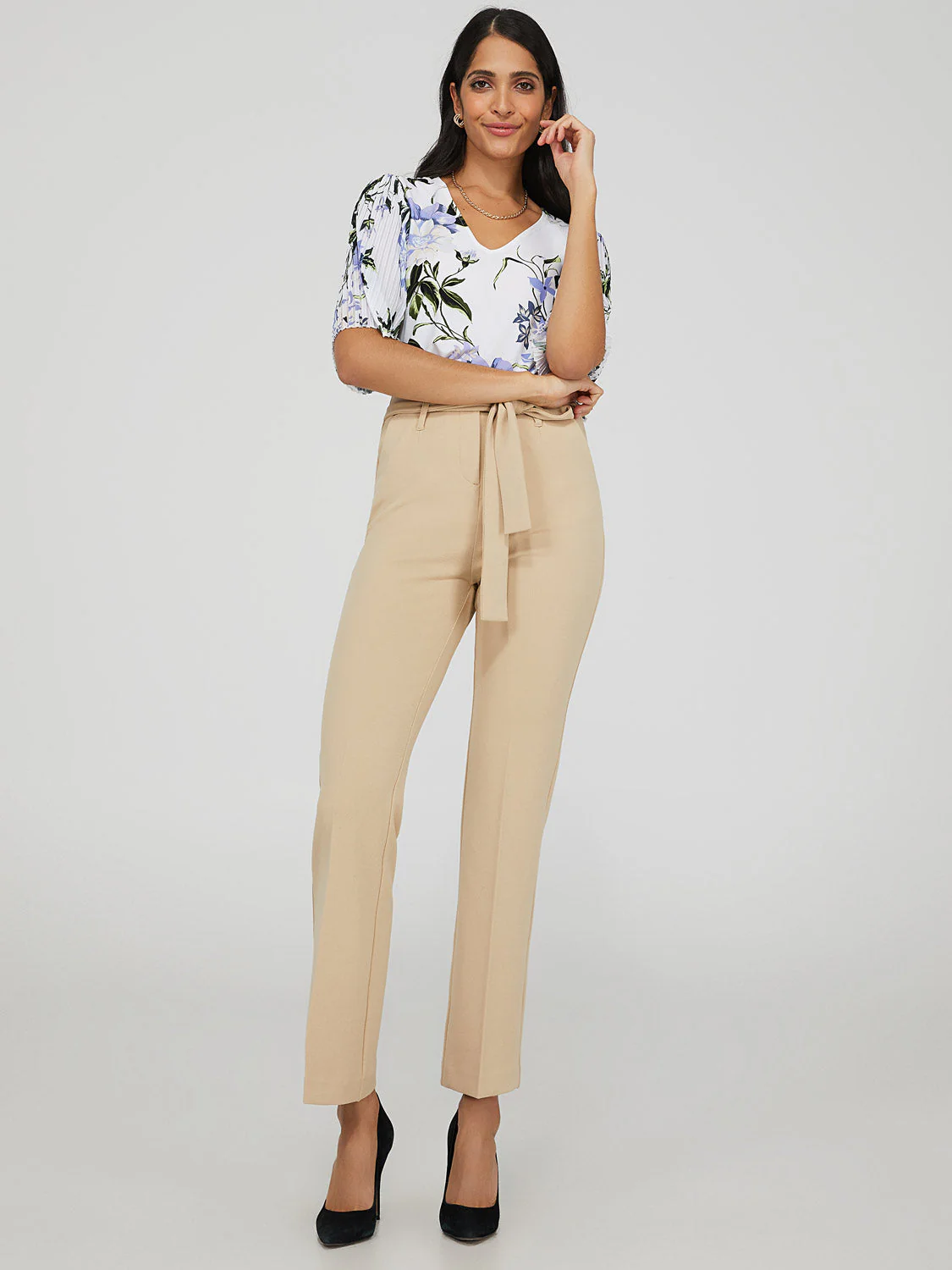 High-Waisted Tie Belt Pants