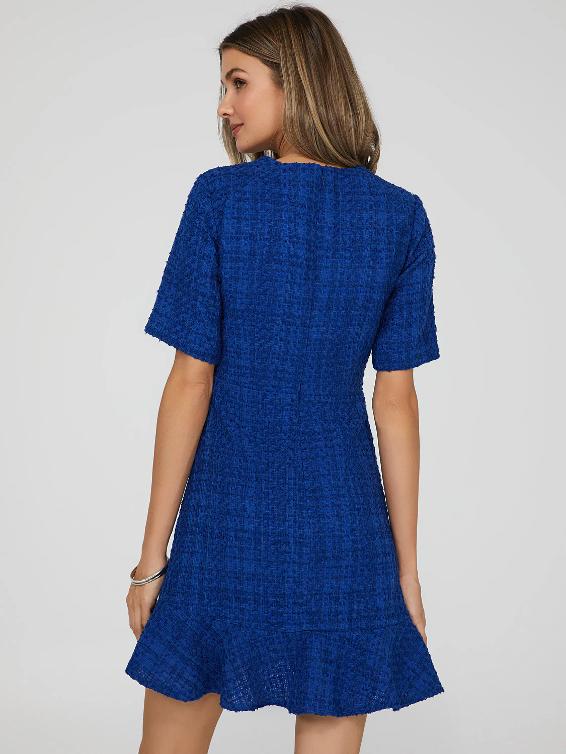 Ruffle Boucle Mini Dress