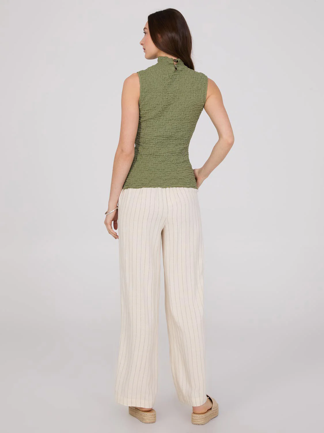 Sleeveless Textured Mock Neck Top