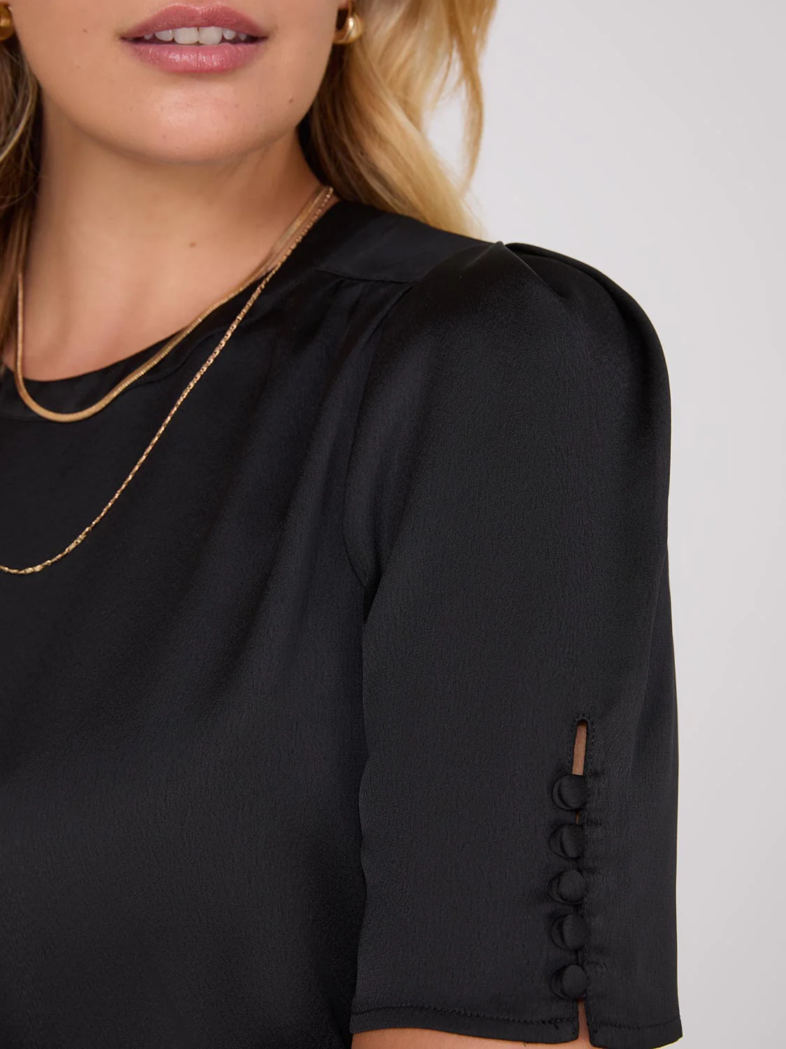 Satin Puff Sleeve Popover Top