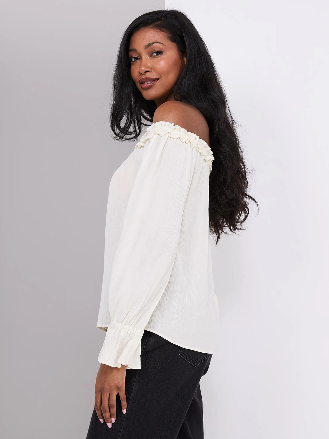Off-The-Shoulder Top With Ruffle Details