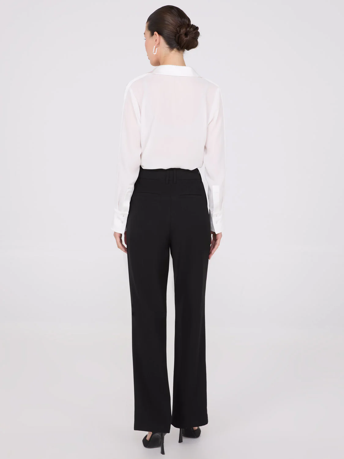 Wide-Leg Long Length Pleated Pants