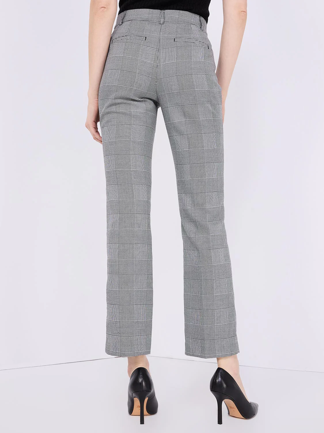 Plaid Straight-Leg Pants