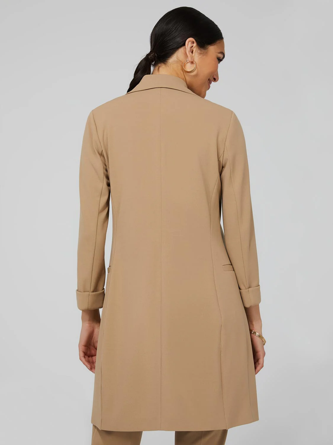 Long Open Blazer With Front Pockets