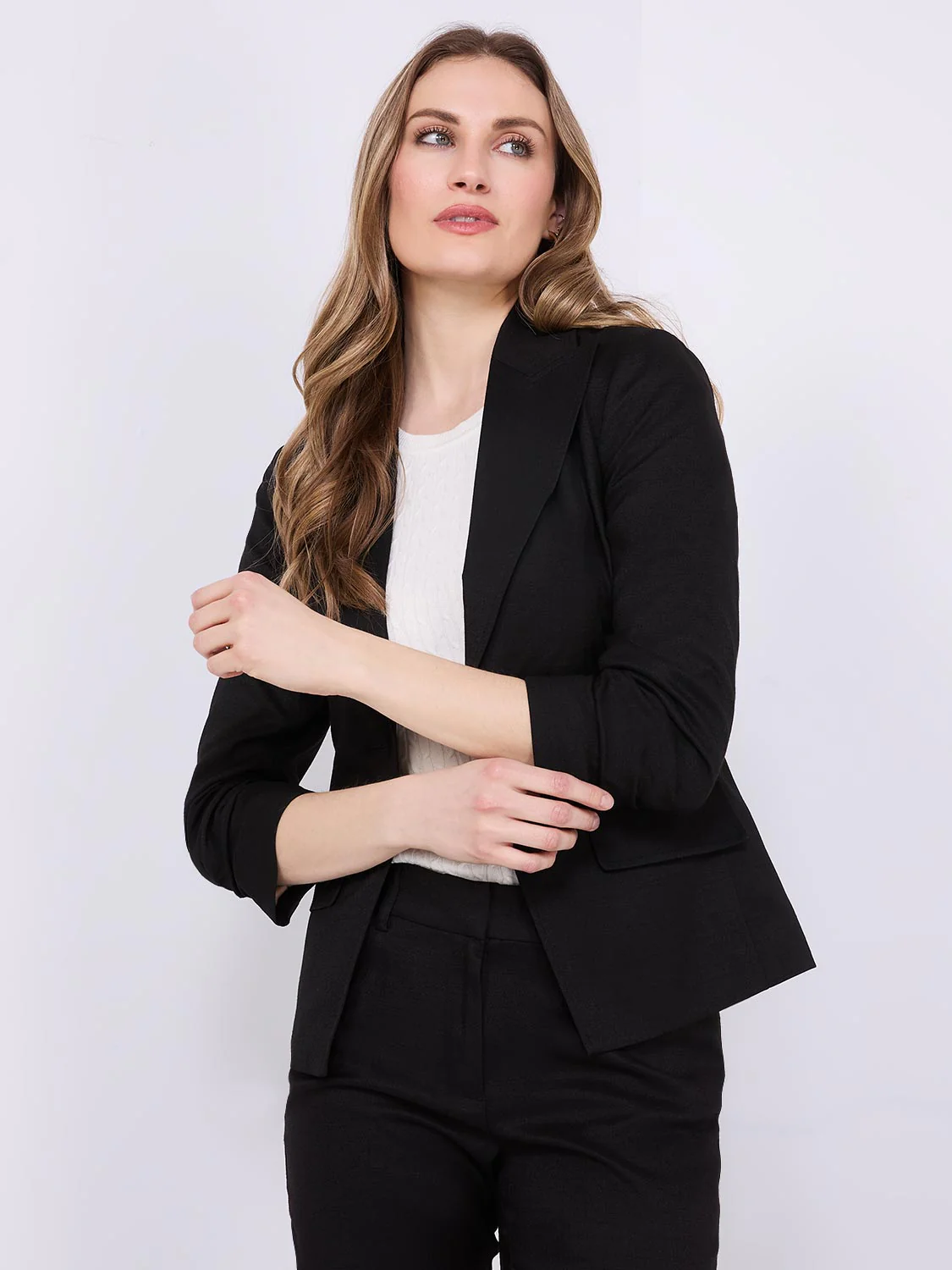 One-Button Ruched Sleeve Blazer