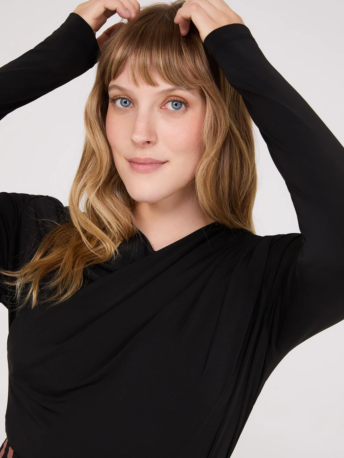 Ruched Drape Neck Top