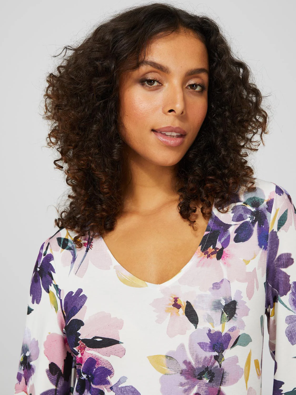Floral Long Balloon Sleeve Top