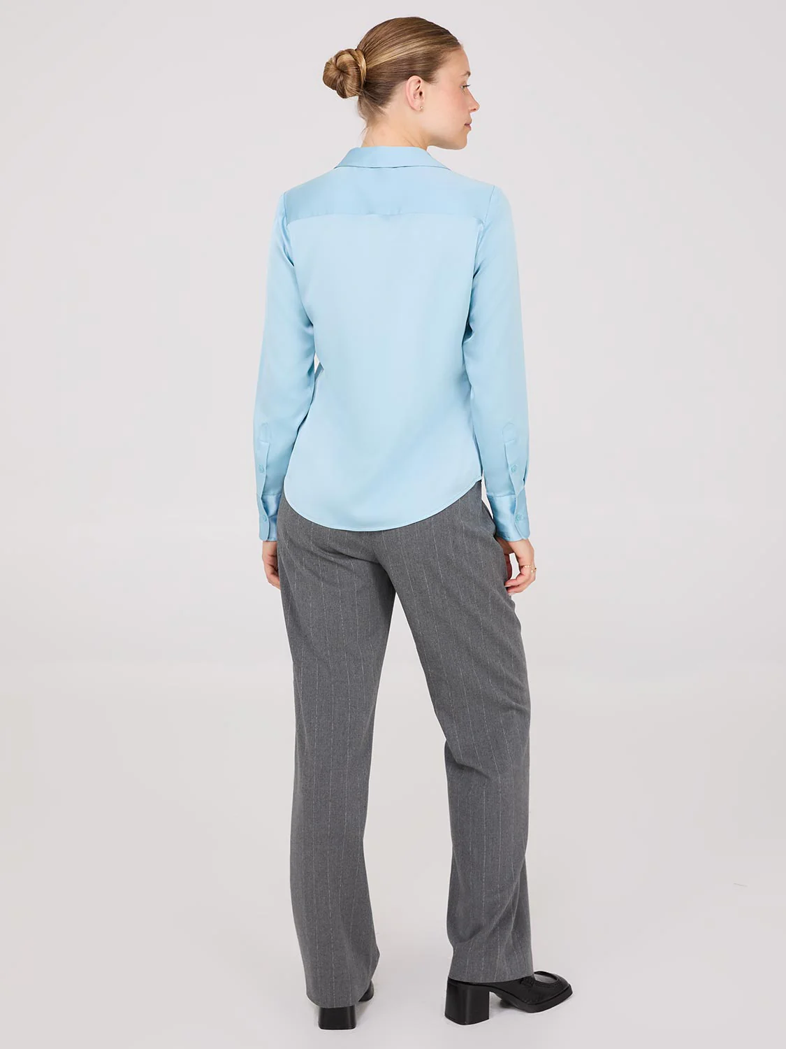Notch Collar Button-Front Blouse
