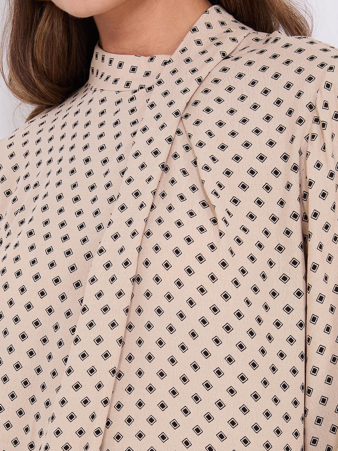 Print Asymmetrical Mock Neck Top