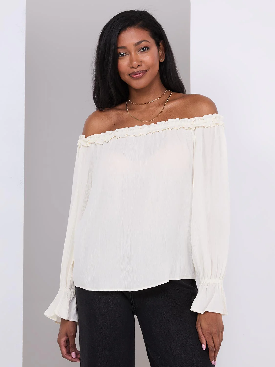 Off-The-Shoulder Top With Ruffle Details