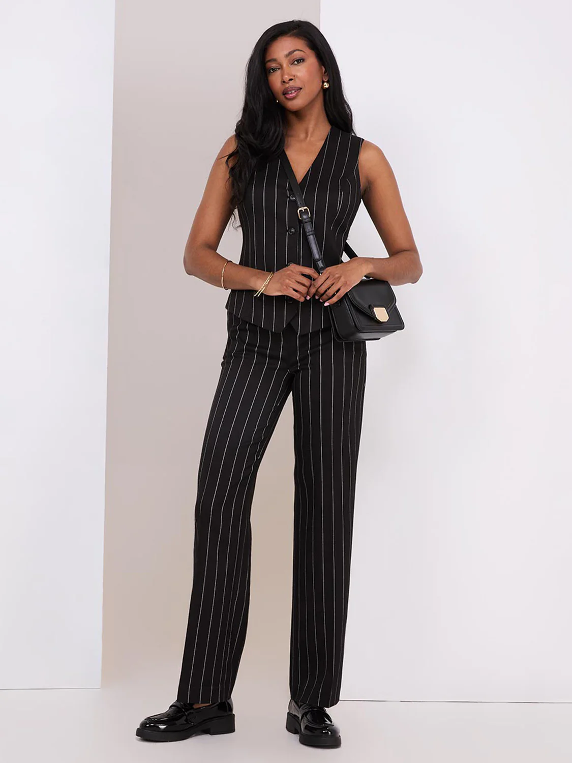 Pinstripe Button-Front Vest